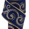 Brilliance 2.5" Navy Blue and Gold Filigree Glitter Swirl Wired Ribbon, 10 Yards for Christmas Bows, Wreaths, Gift Wrap, Crafts and Decorations